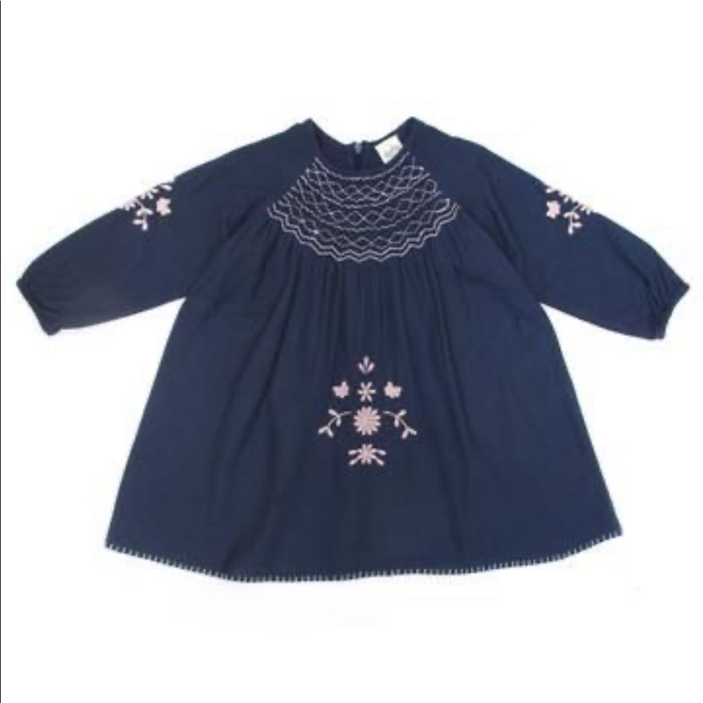 Apolina long sleeved smocked dress